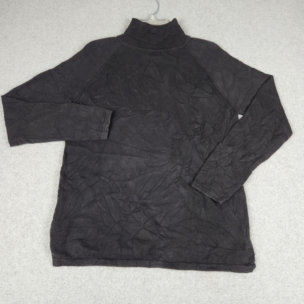 Jeanne Pierre Sweater Unisex Medium Black Knit Textured Long Sleeve Mock Neck